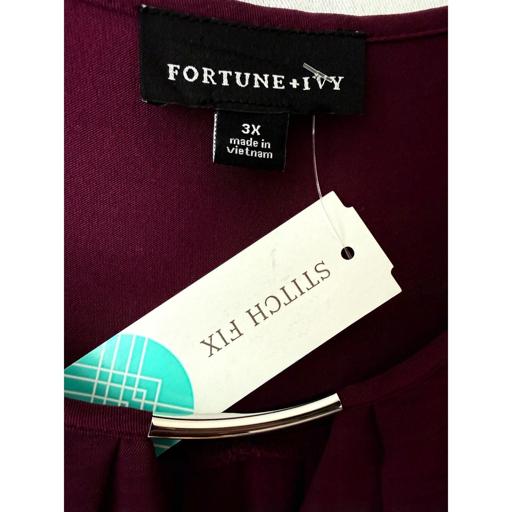 Fortune + Ivy Estrella Blouse Wms 3X Purple Keyhole Neckline Top NWT Stitch Fix - Picture 5 of 7